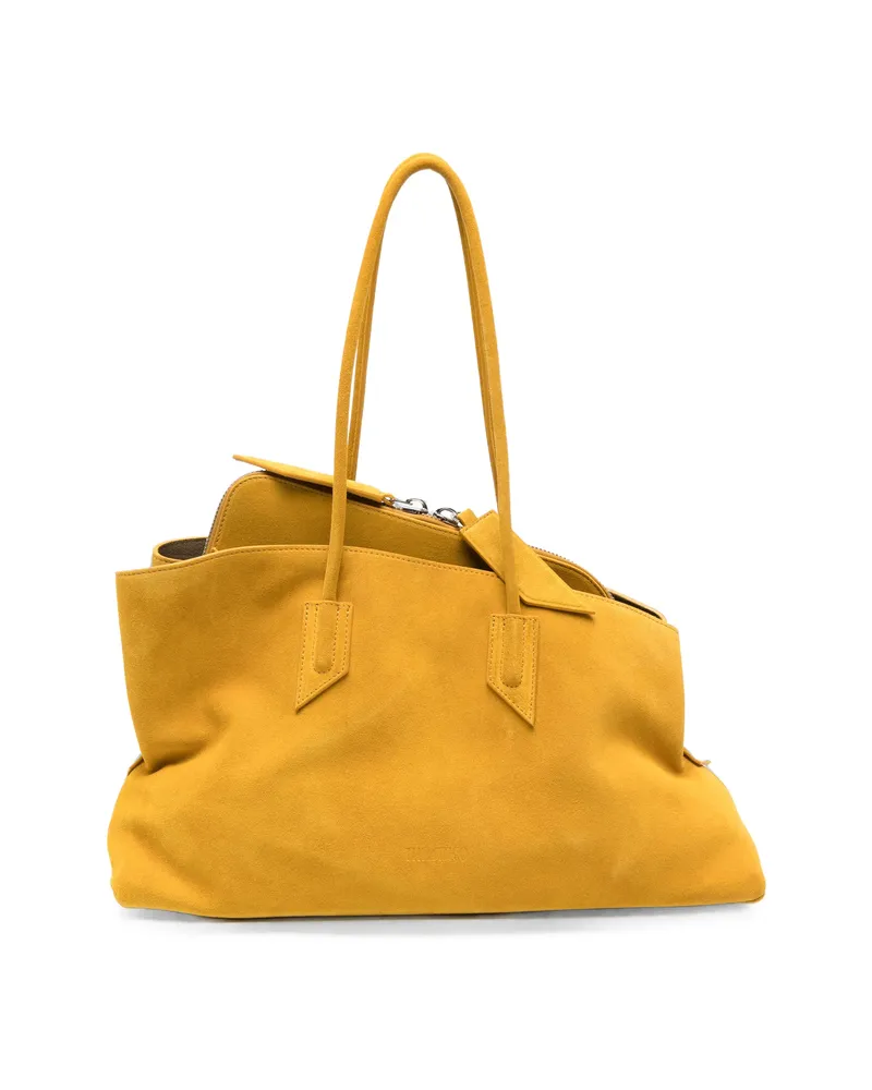 ATTICO Medium La Passeggiata Suede Geometric-frame Tote Bag Yellow