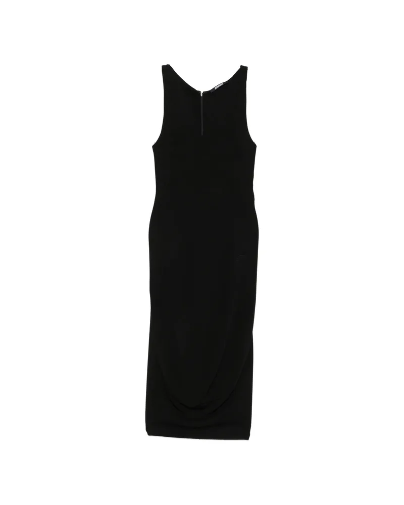 Jacquemus Logo-embroidered Draped Dress Black