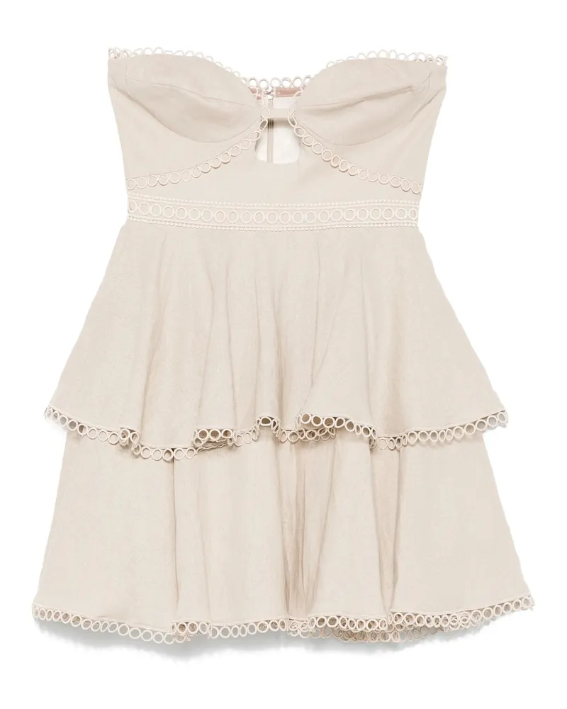 Pat Bo Ruffled Mini Dress Neutrals