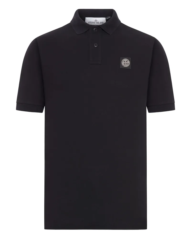 Stone Island Compass-patch Piqué Polo Shirt Black