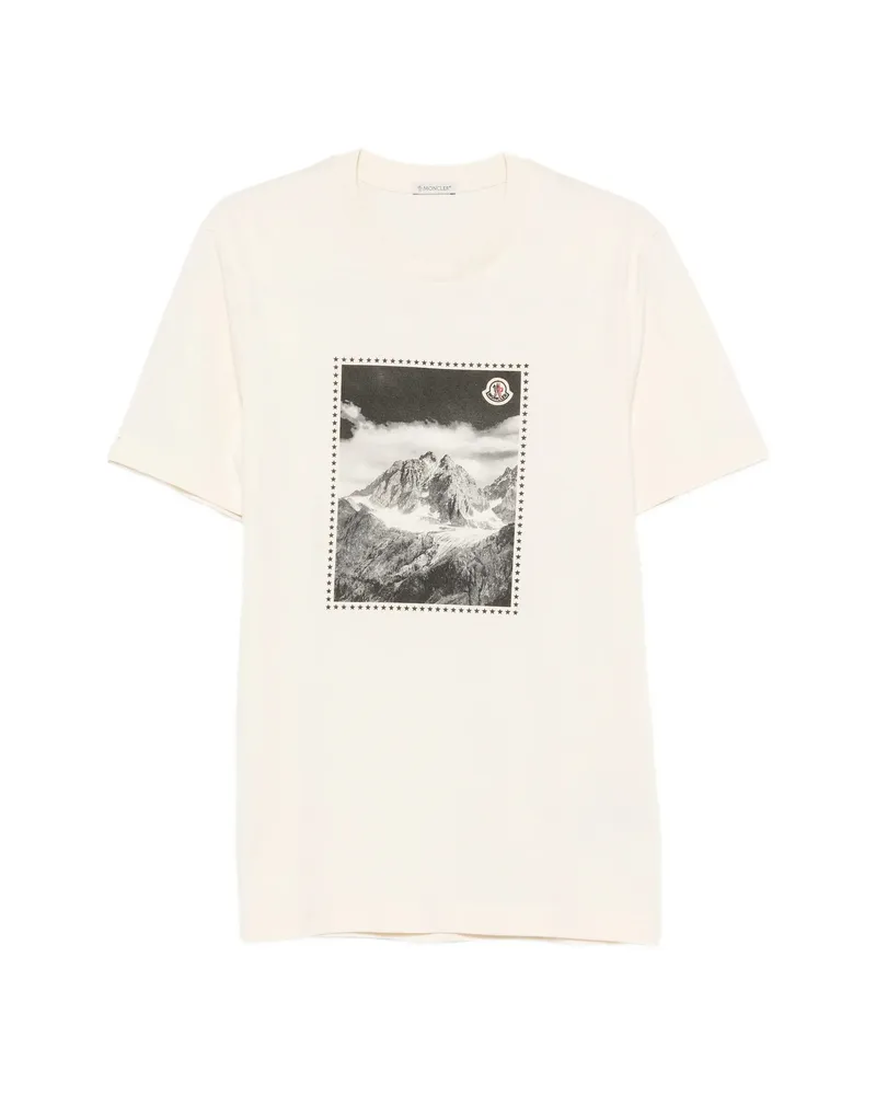 Moncler Mountain-print T-shirt Neutrals