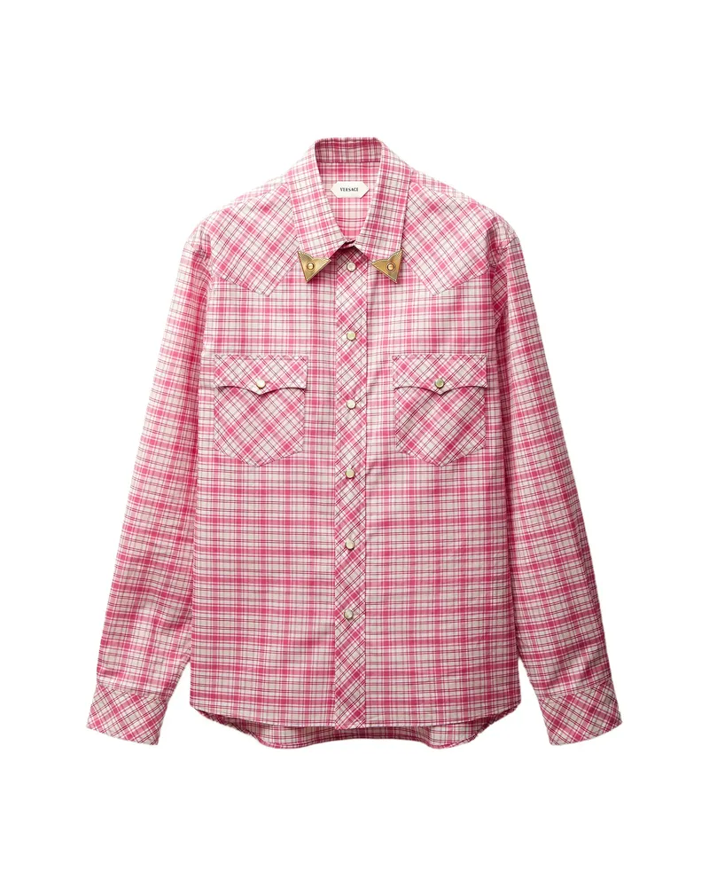 Versace Checked Cotton-poplin Slim Shirt Red