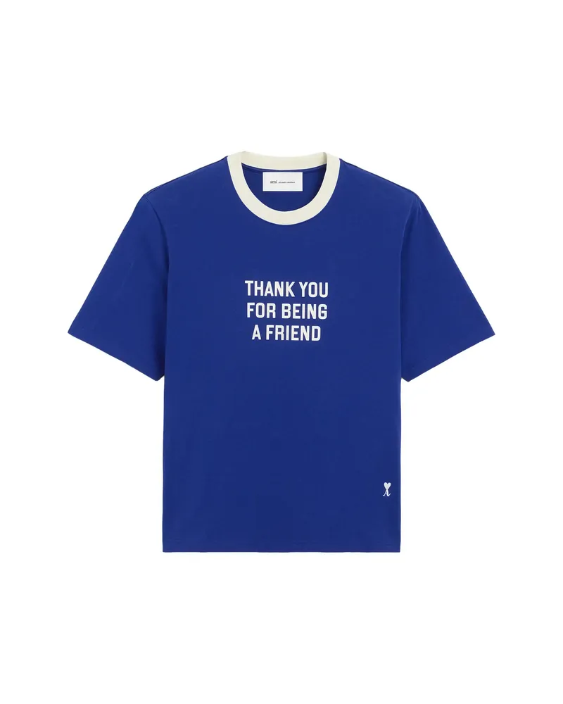AMI Paris Cotton Thank You For Being A Friend T-shirt Blue