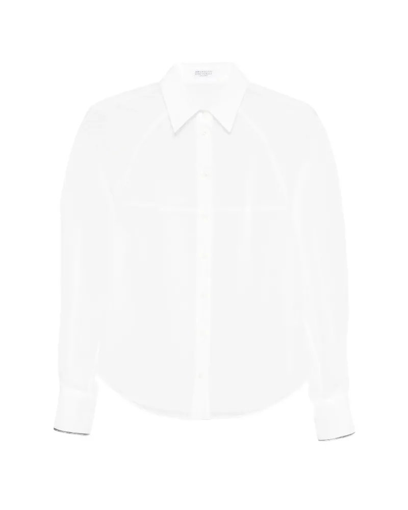 Brunello Cucinelli Sheer Long-sleeve Shirt White