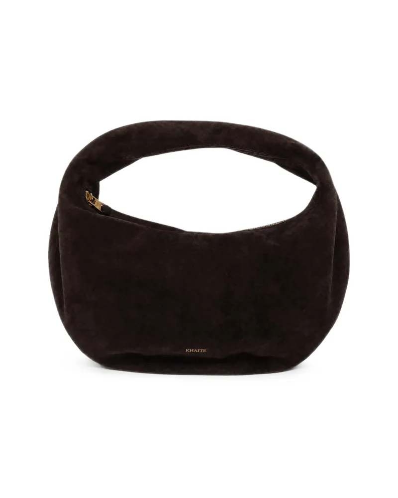 KHAITE Suede Shoulder Bag Brown