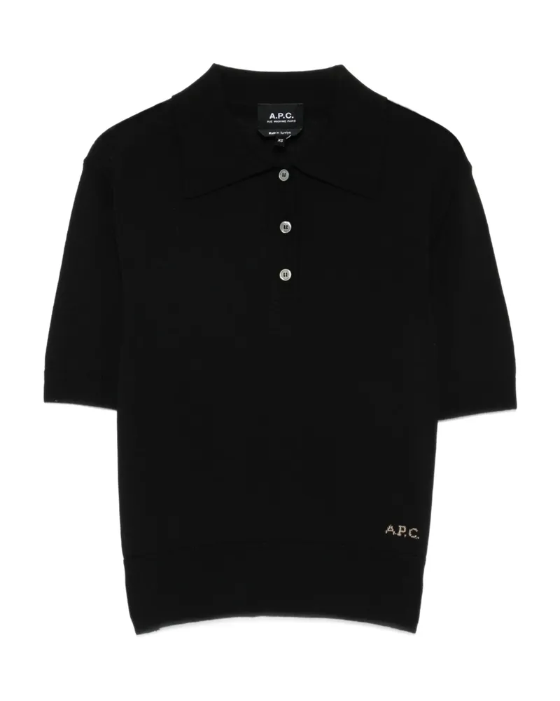 A.P.C. A. p.c. Logo-detail Polo Top Black
