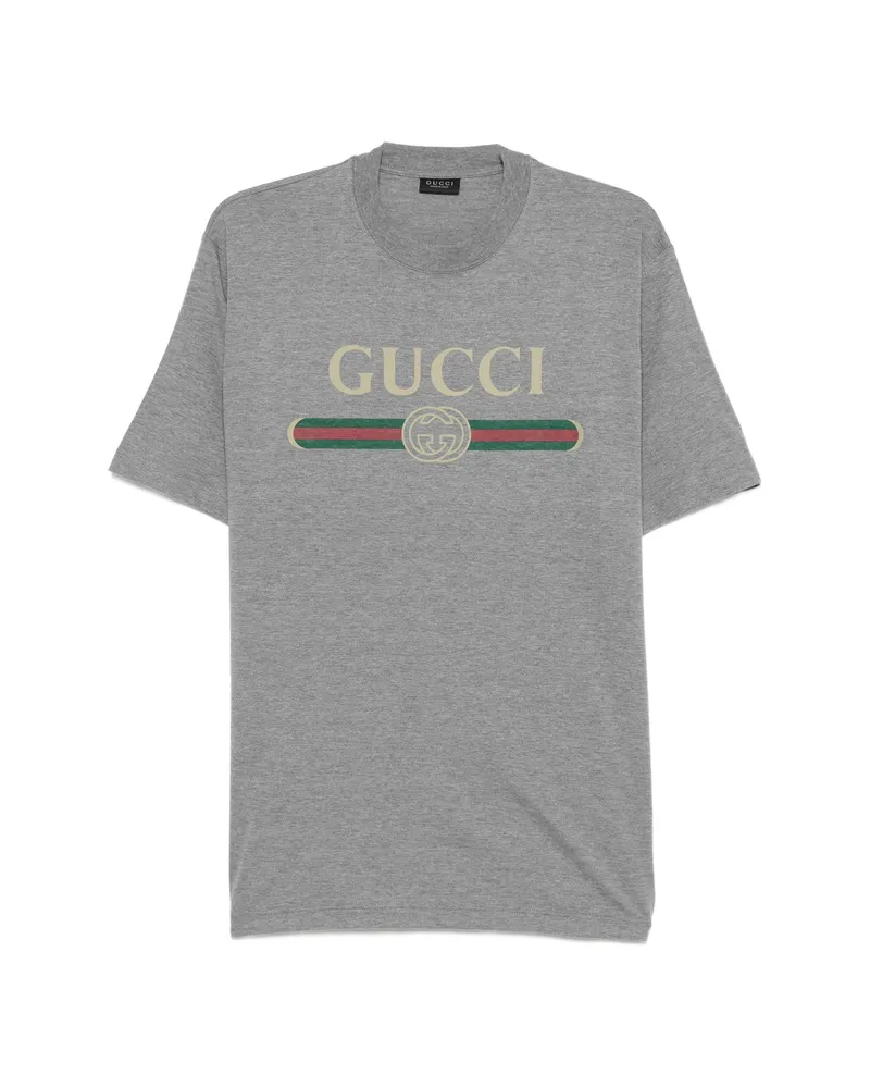 Gucci Interlocking G Web-stripe T-shirt Grey