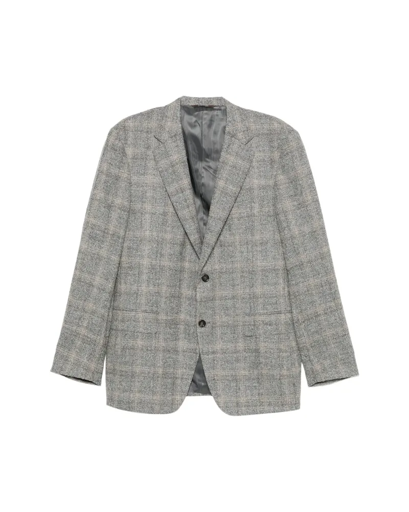 Canali Check-pattern Single-breasted Blazer Grey