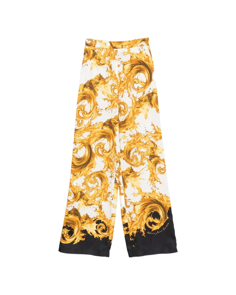 Versace Jeans Barocco-print Wide-leg Trousers White