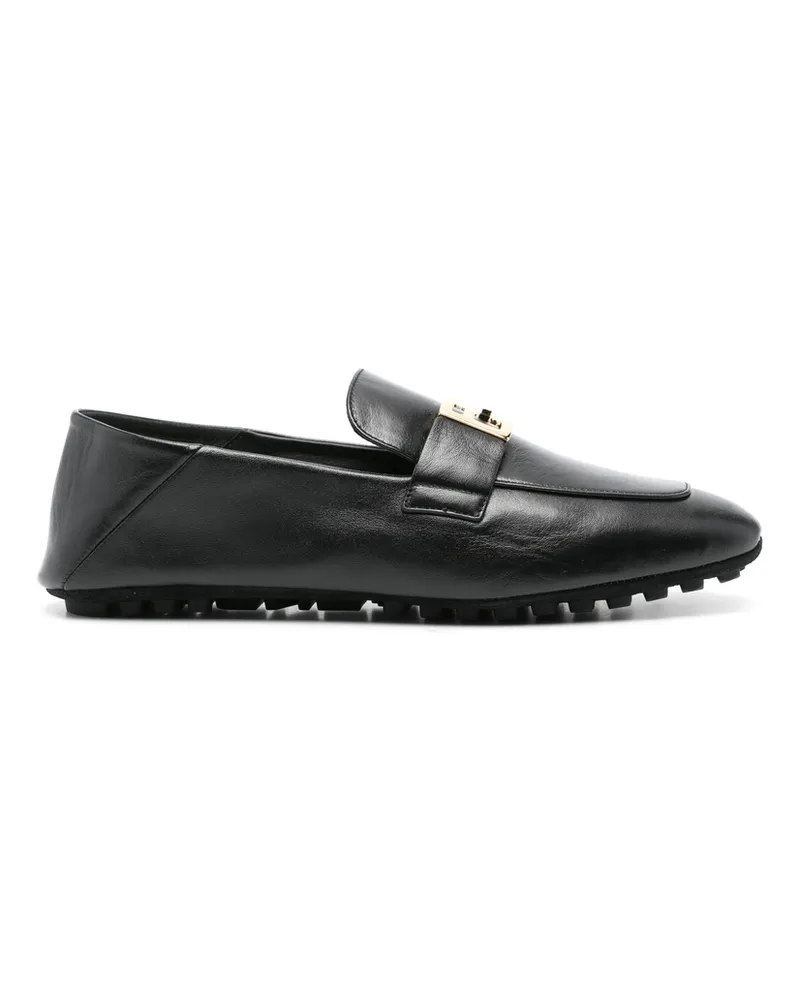 Fendi Baguette Leather Loafers Black