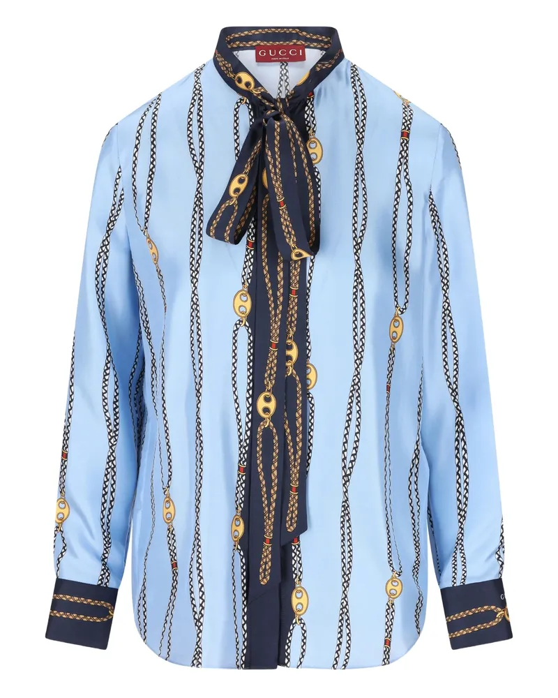 Gucci Chain-print Shirt Blue
