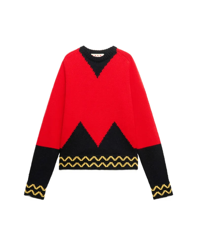 Marni Geometric-intarsia Sweater Red