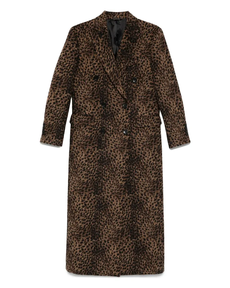 ERALDO Leopard-print Double-breasted Coat Brown