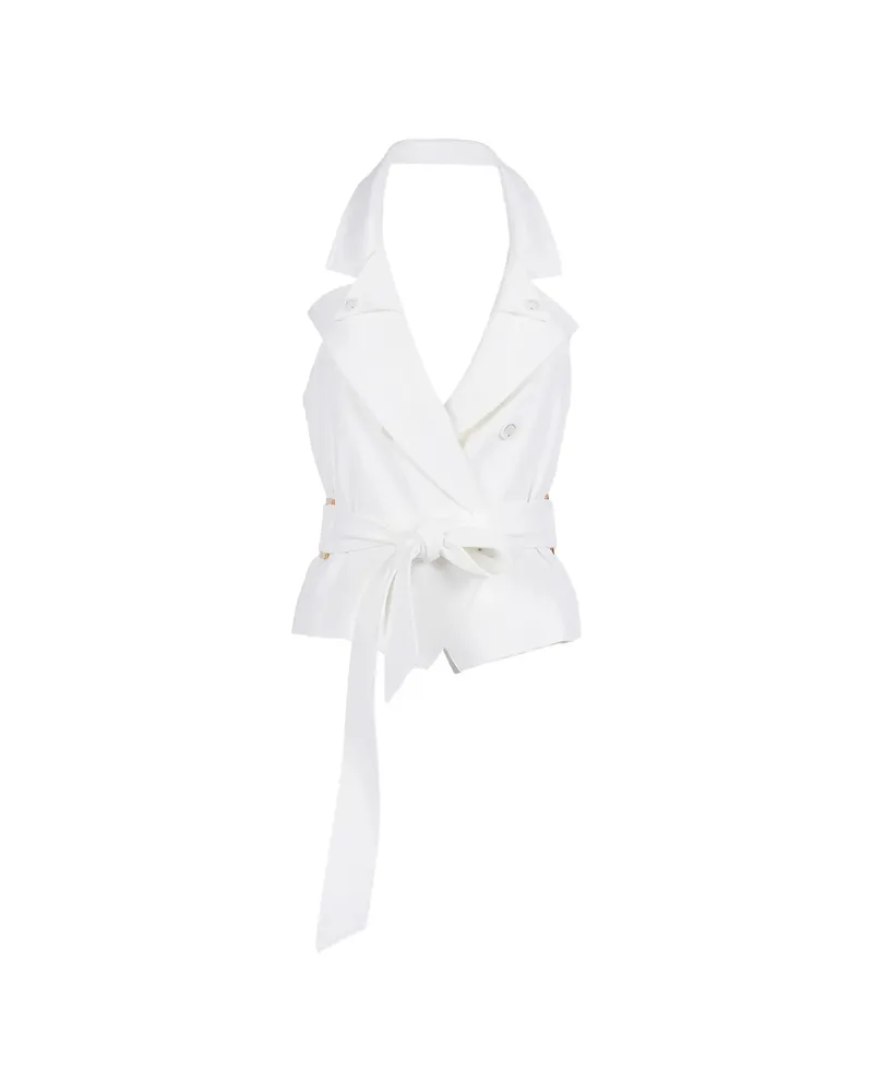 Elisabetta Franchi Double-breasted Belted Vest White