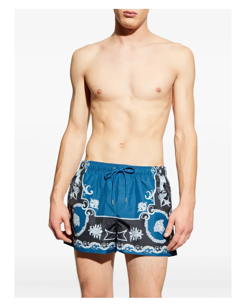 Versace Printed Swim Shorts Blue