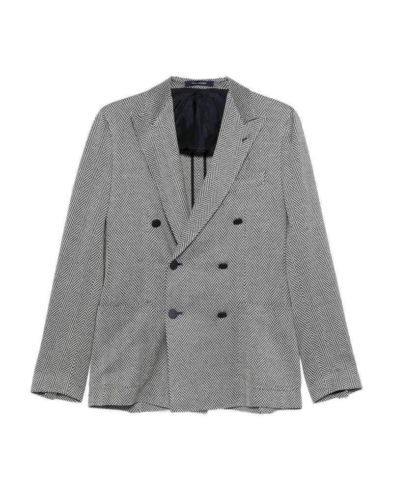 Tagliatore Herringbone Double-breasted Blazer Blue