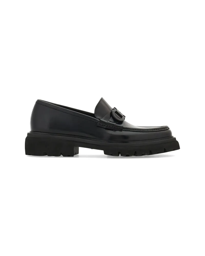 Ferragamo Gancini Ornament Moccasins Black