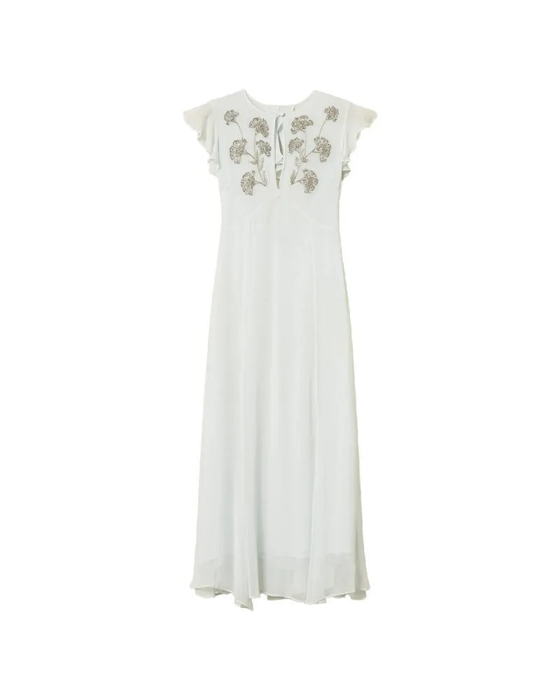 Twin-Set Bead-embellished Ruffled Dress White