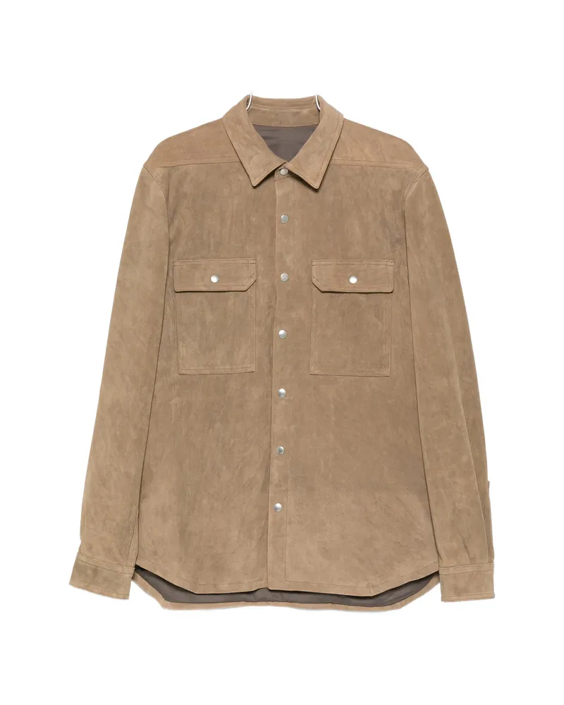 Rick Owens Leather Shirt Jacket Brown