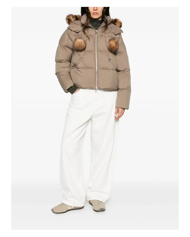 Moose Knuckles Pom-pom Trim Puffer Jacket Neutrals