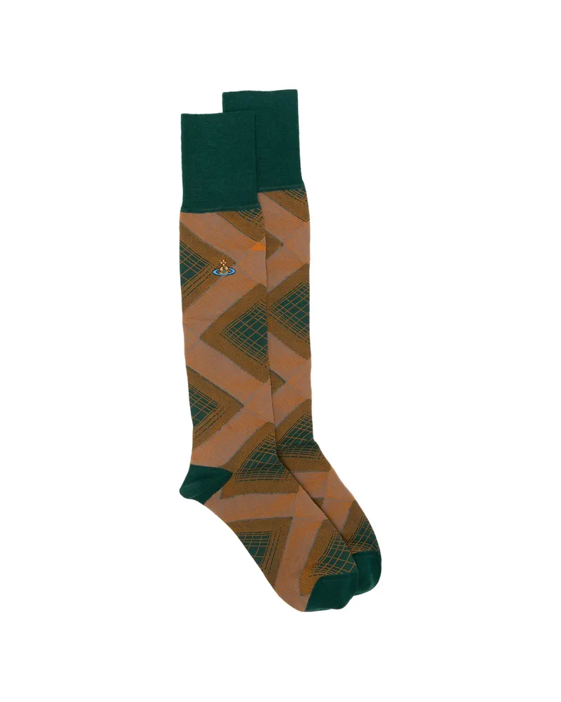 Vivienne Westwood Quadrophenia Orb-embroidered High Socks Green
