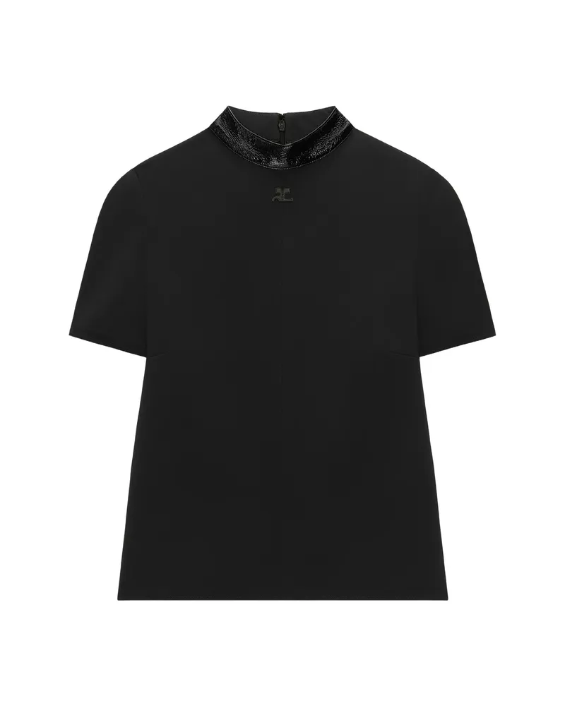 Courrèges Vinyl-trimmed High-neck T-shirt Black