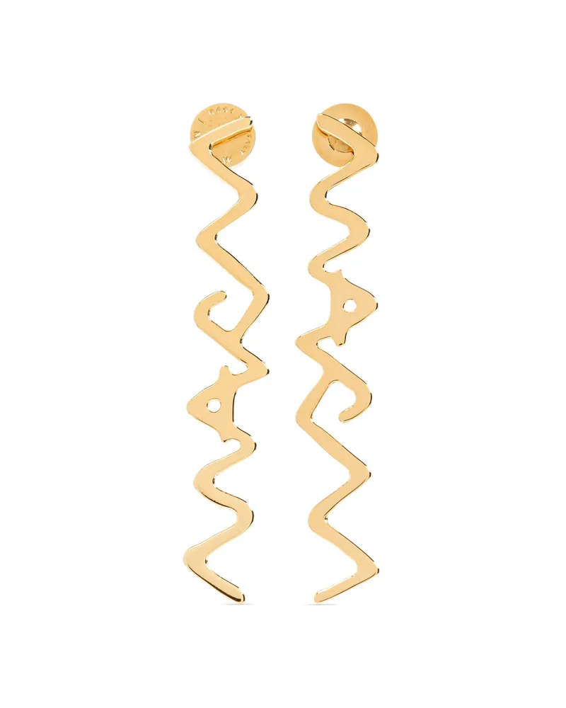 Marni Logo Drop Earrings Gold