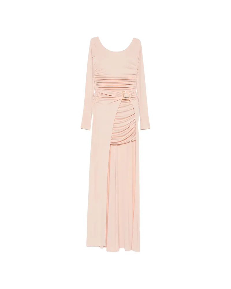 Elisabetta Franchi Ruched Logo-buckle Gown Pink