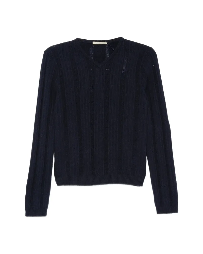 Paloma Wool Clot Ribbed-knit V-neck Sweater Blue