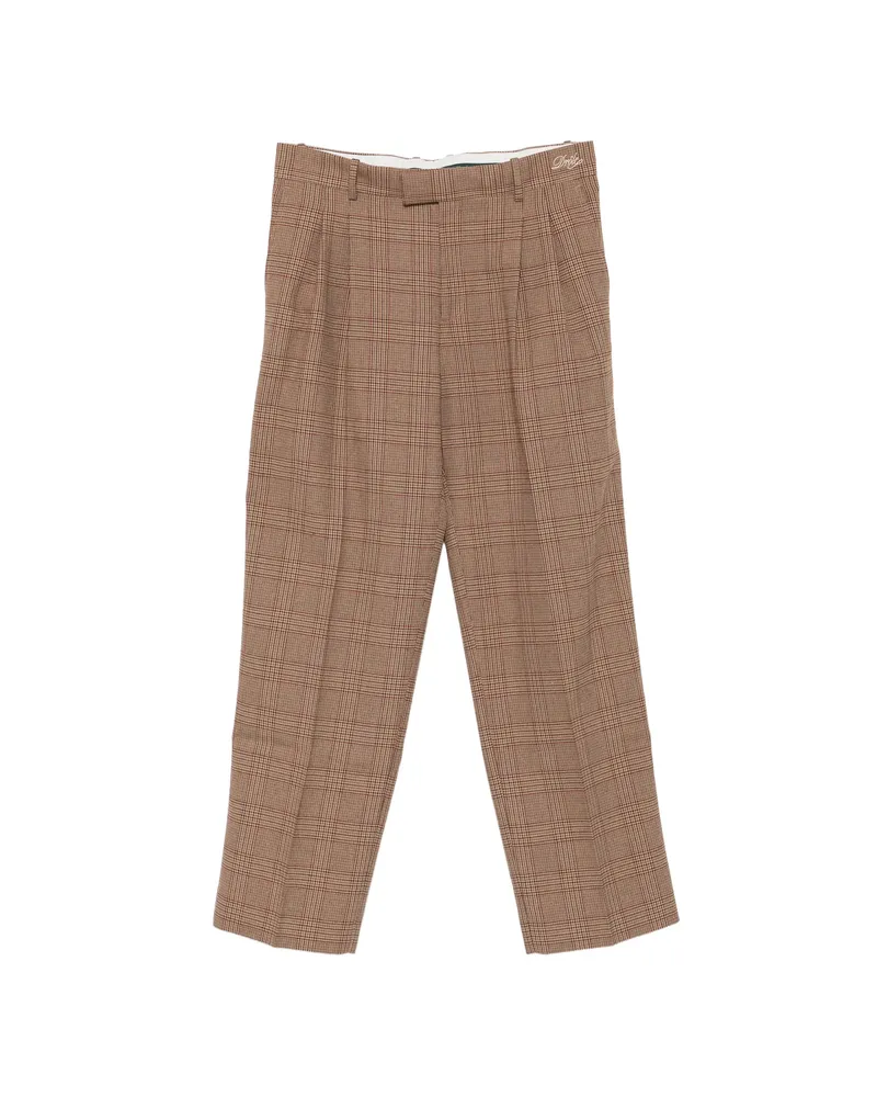 Drôle de Monsieur Check-pattern Pleated Trousers Brown