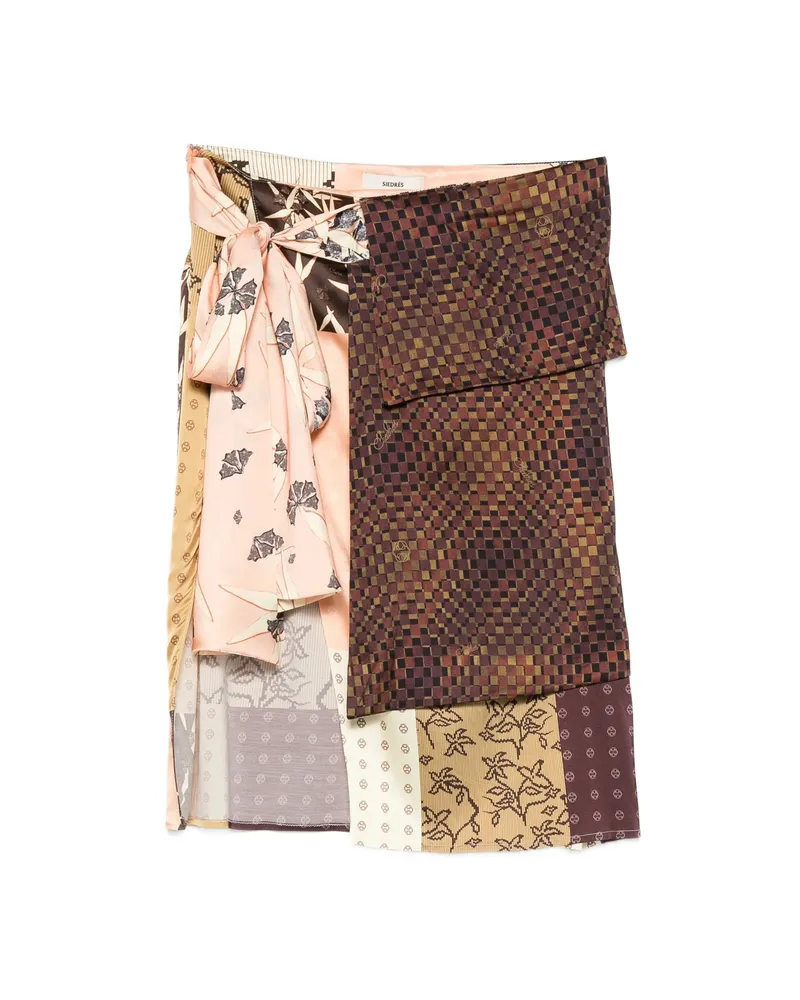 SIEDRES Zoe Floral-detail Midi Skirt Brown