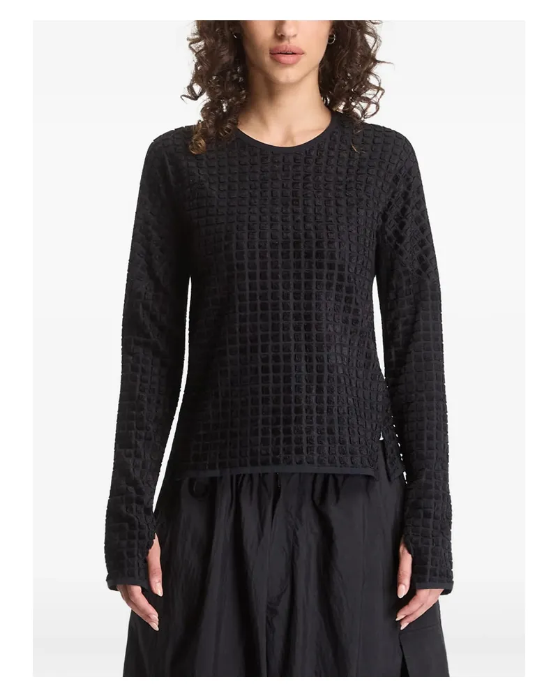 Y-3 Grid-pattern Long-sleeve Blouse Black