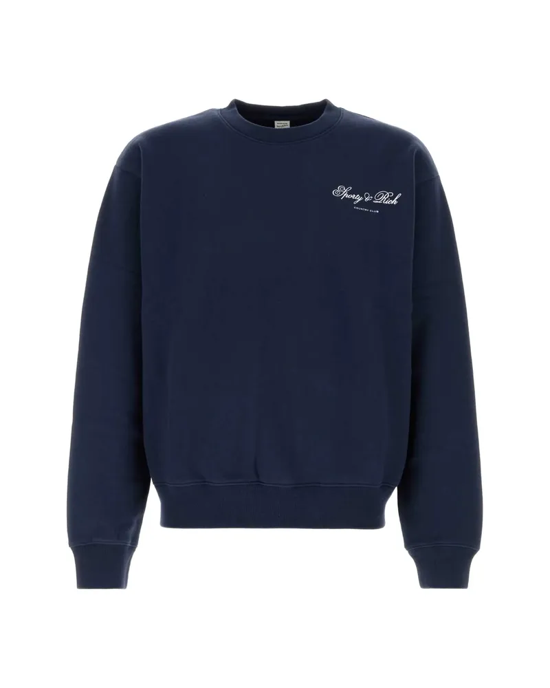 SPORTY & RICH Emmett Club Script Logo-print Sweatshirt Blue