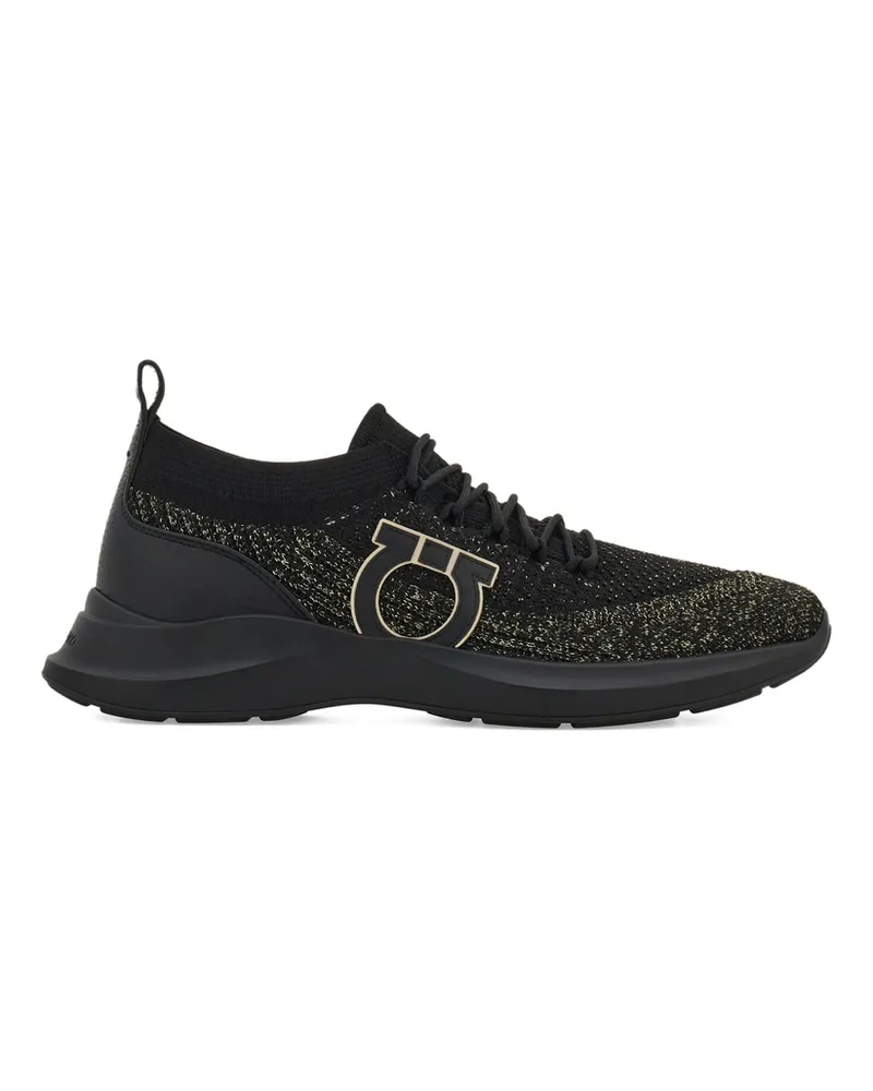 Ferragamo Gancini-detail Knit Sneakers Black