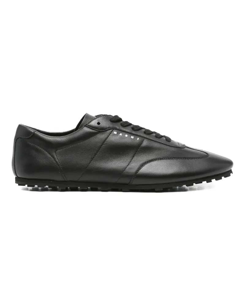 Marni Softy Leather Lace-up Sneakers Black