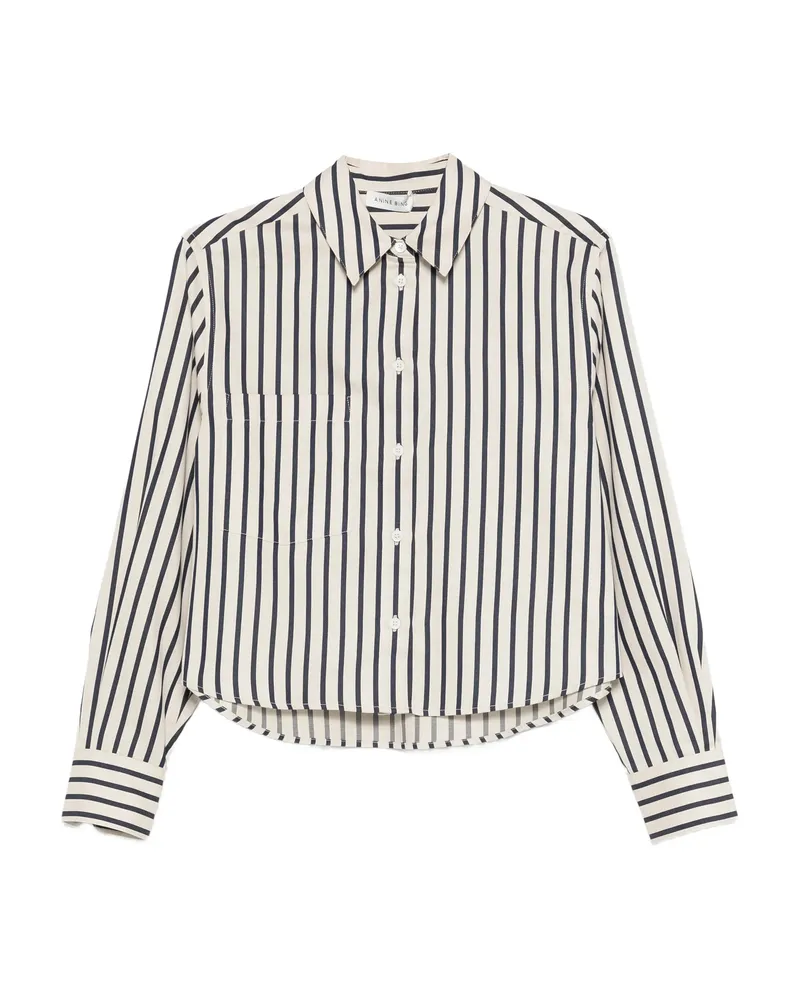 Anine Bing Essie Striped Cropped Shirt White