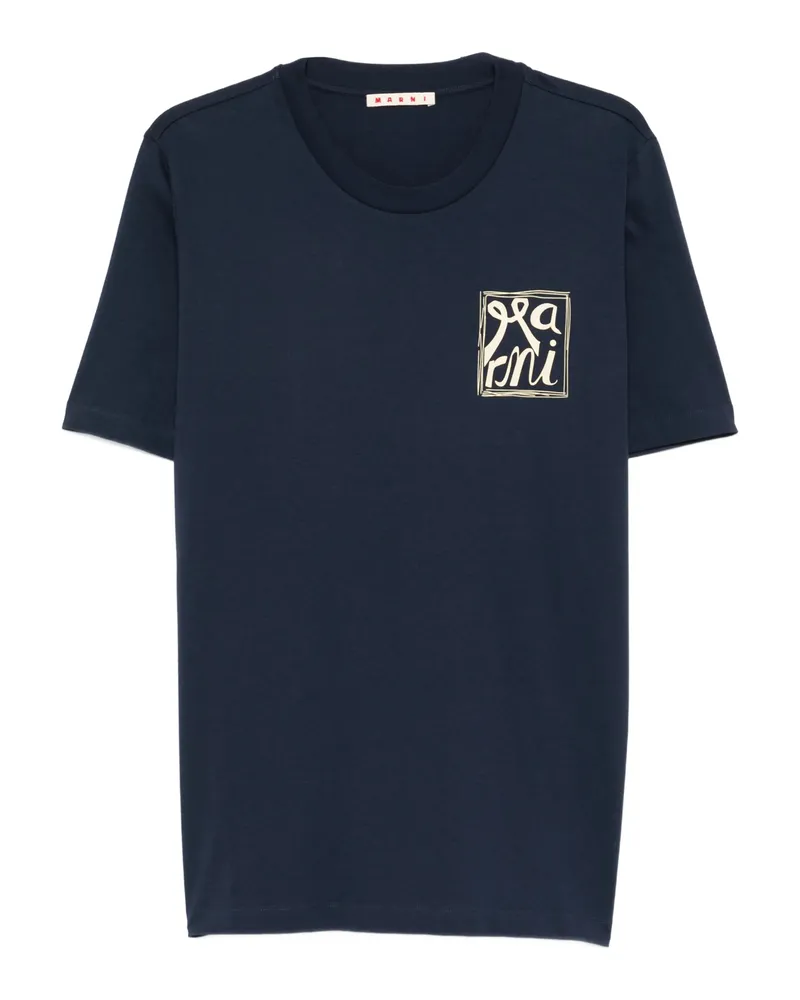 Marni Logo Crew-neck T-shirt Blue