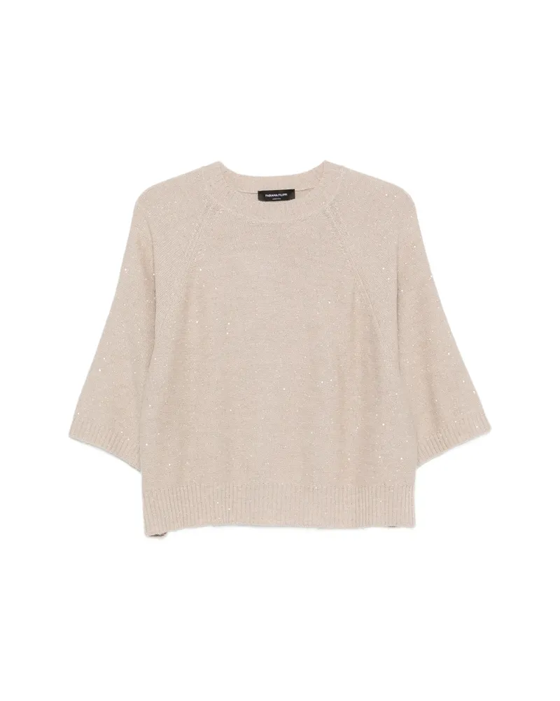 Fabiana Filippi Sequin-embellished Raglan-sleeve Sweater Neutrals
