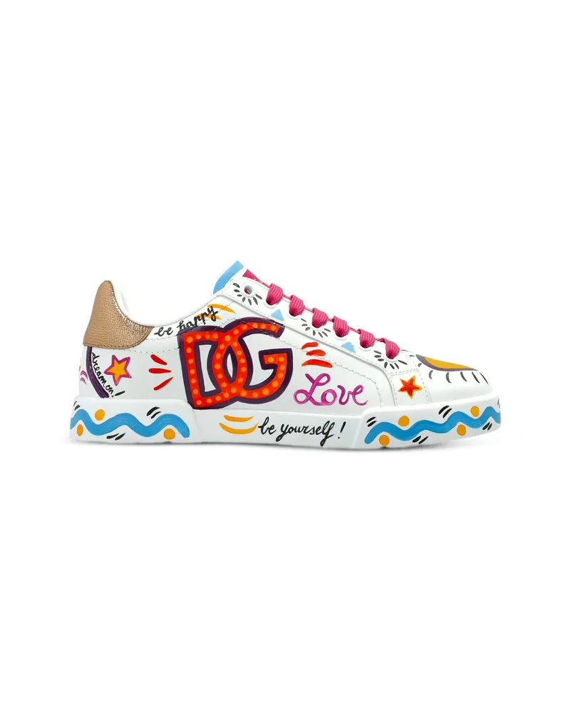 Dolce & Gabbana Leather Sports Shoes With Logo White