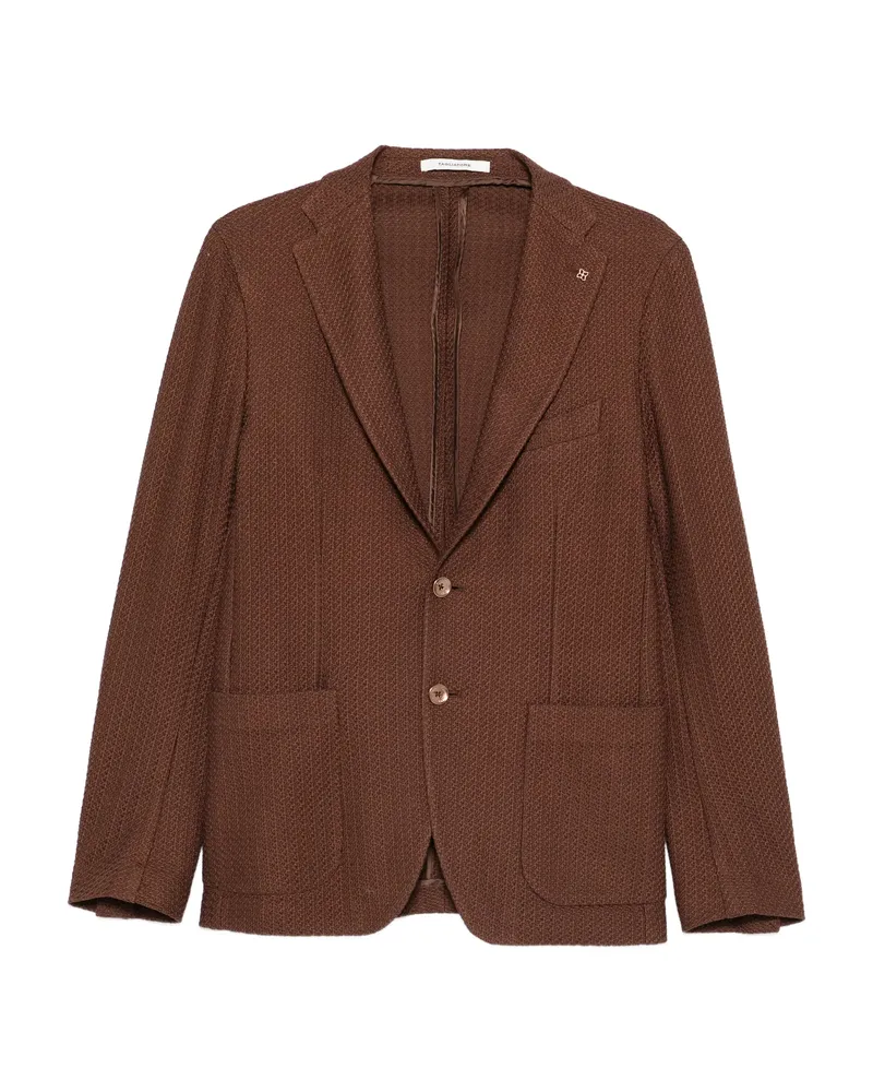 Tagliatore Textured Buttoned Blazer Brown