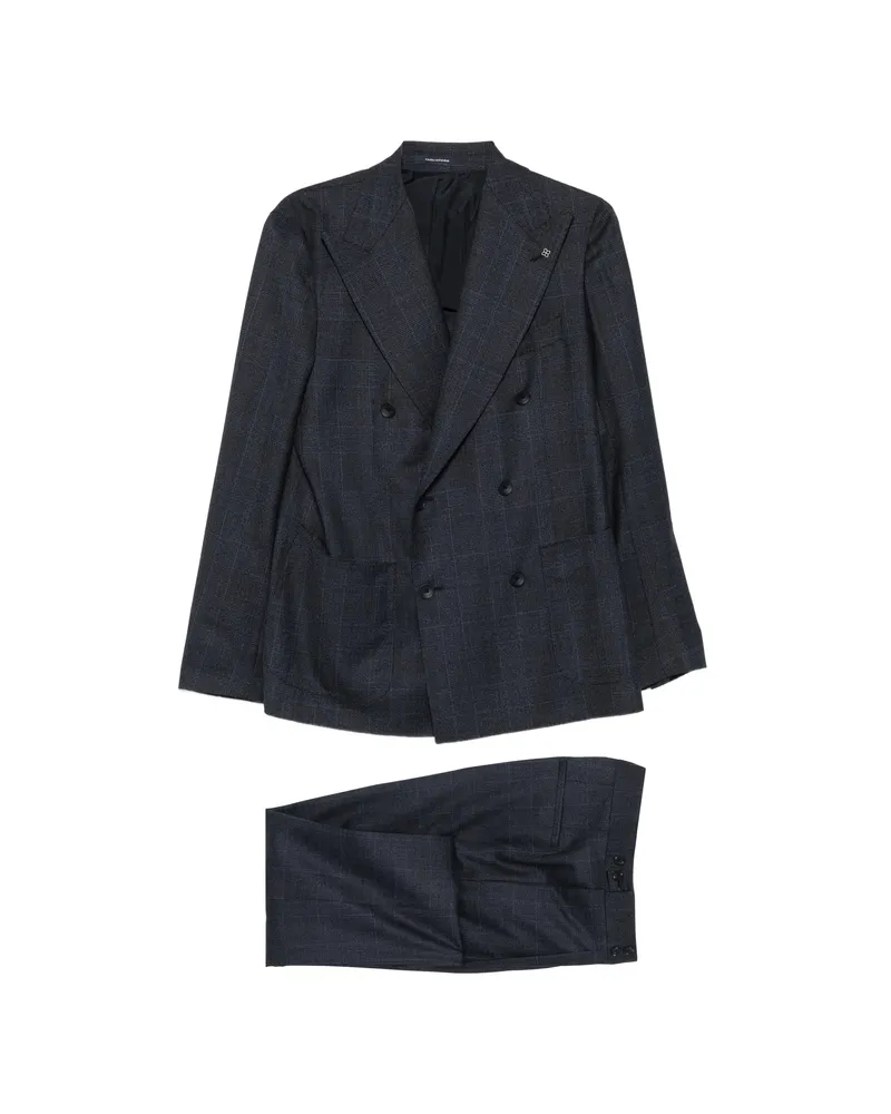 Tagliatore Double-breasted Check Suit Blue