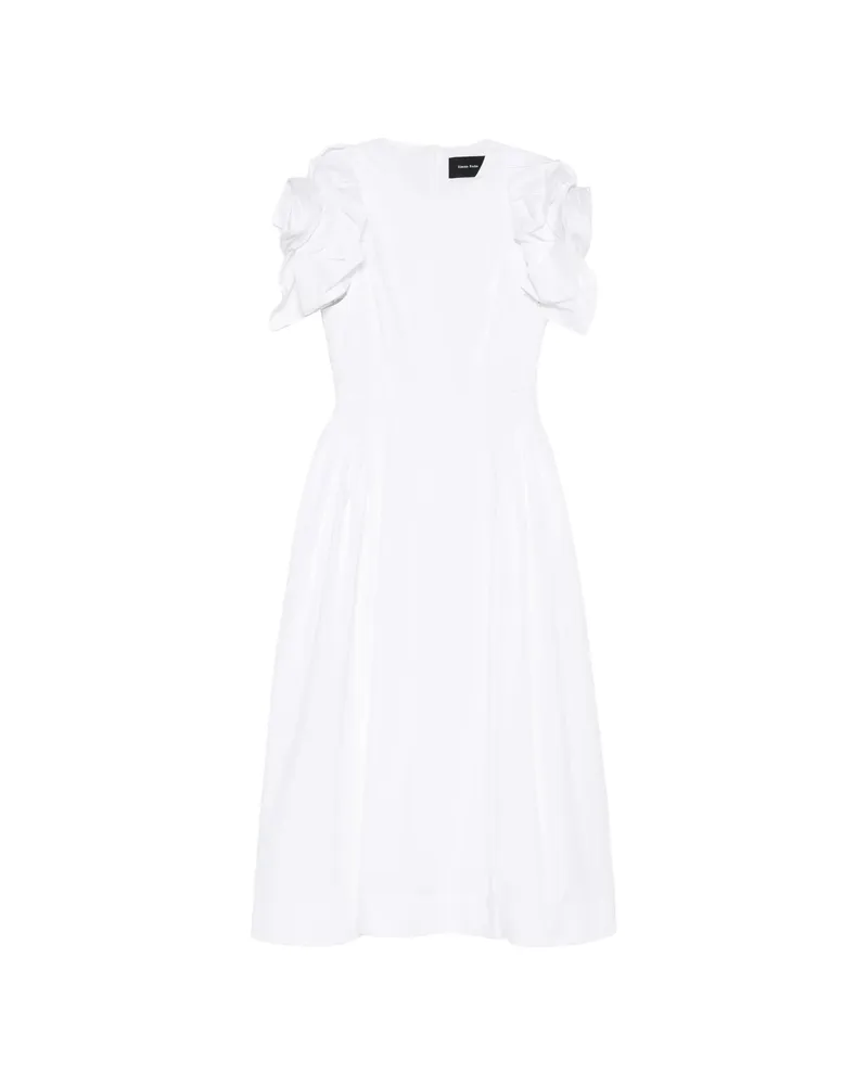 Simone Rocha Round-neck Ruffled Midi Dress White