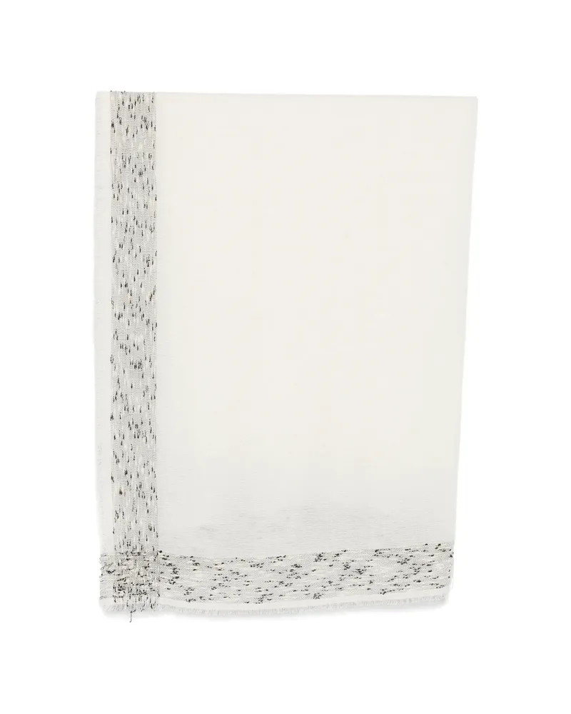 Faliero Sarti Brunetta Fringed Bouclé-trim Scarf White