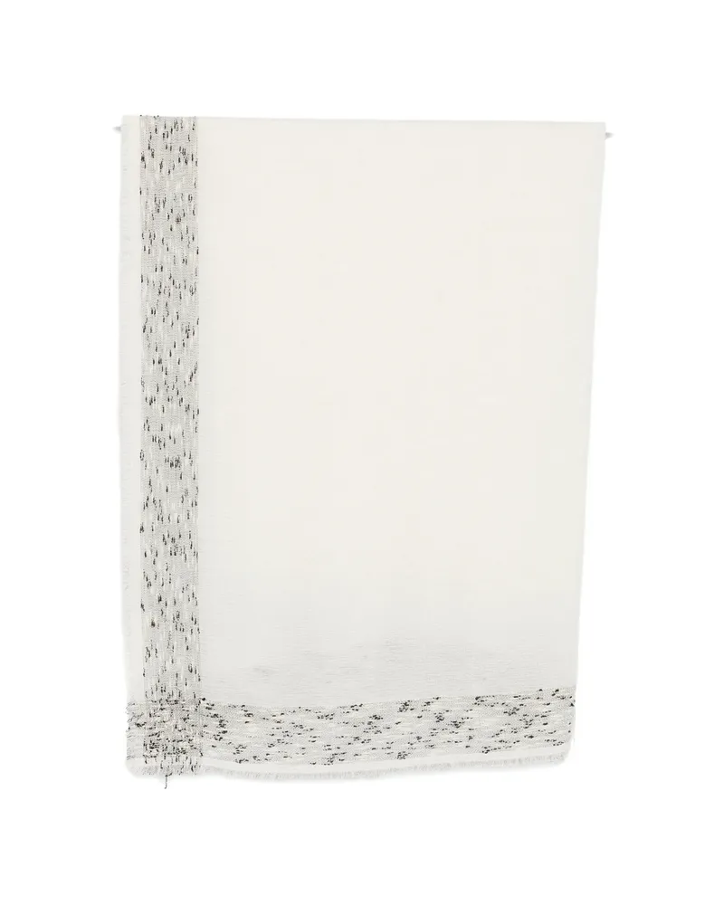 Faliero Sarti Brunetta Fringed Bouclé-trim Scarf White