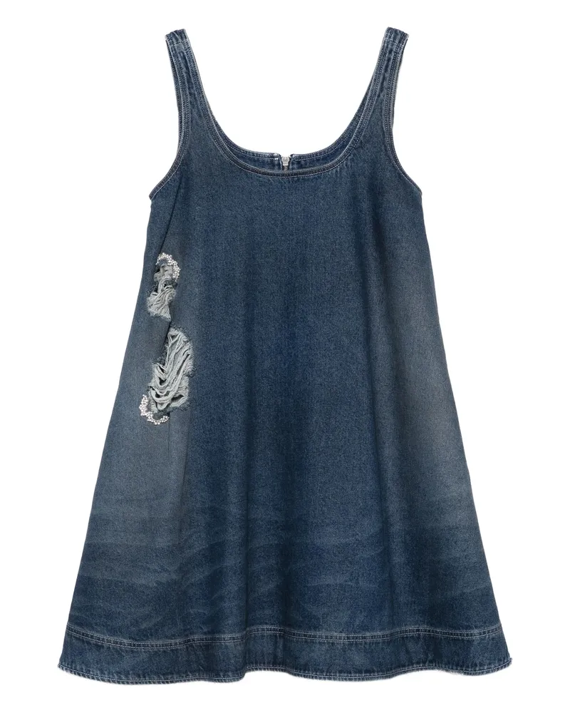Simone Rocha Distressed-effect Denim Mini Dress Blue