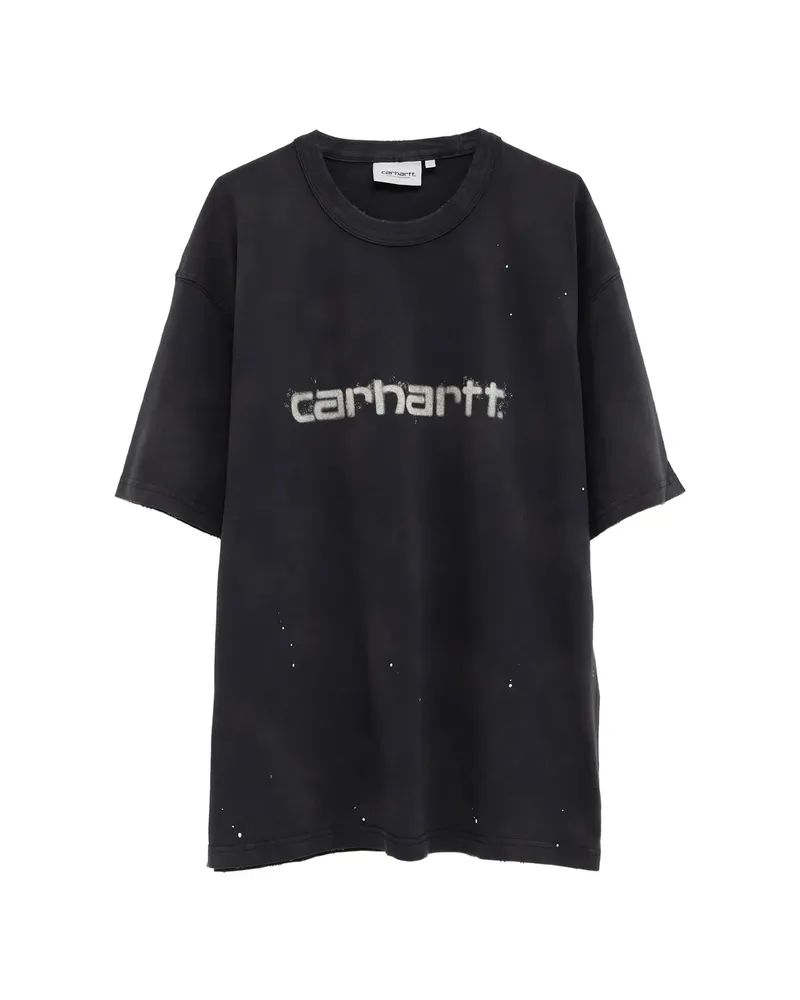 Carhartt WIP Logo-print Paint-splatter T-shirt Black