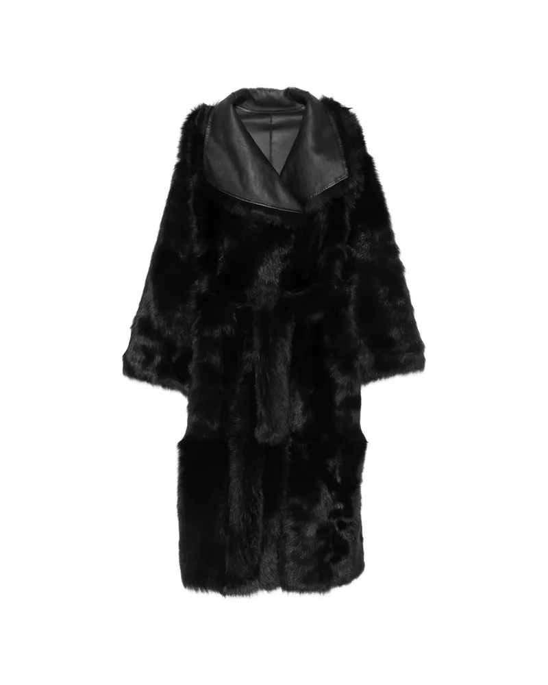Yves Salomon Shearling-trimmed Fur Jacket Black