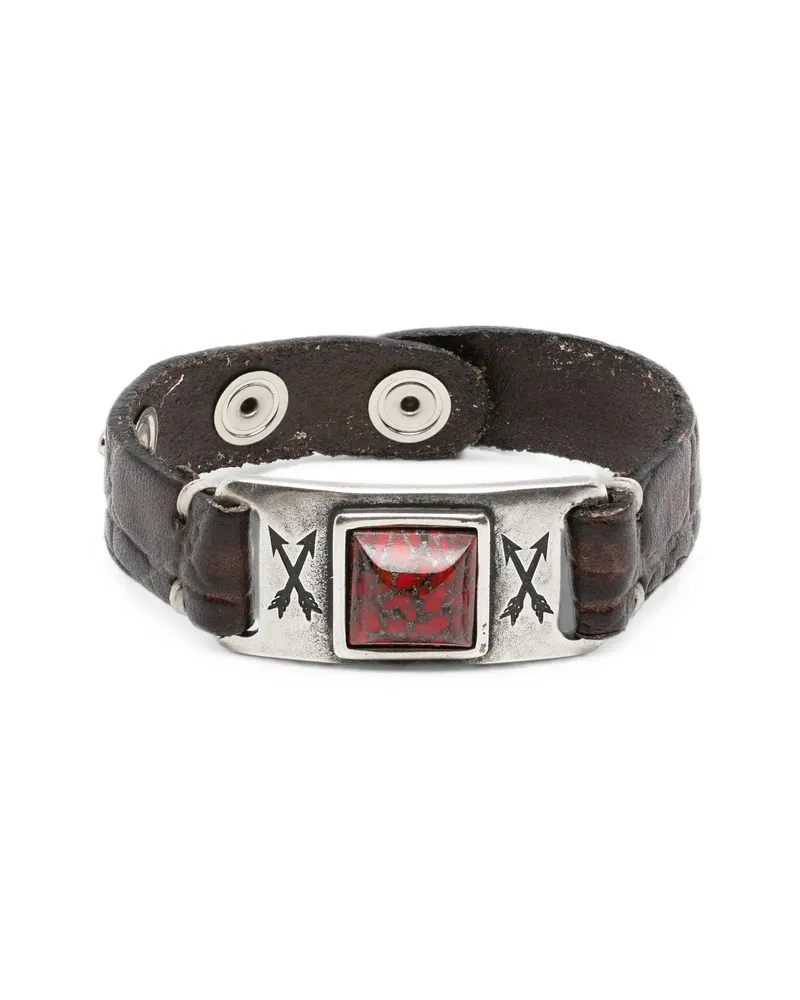 ERALDO Stone-embellished Leather Bracelet Brown
