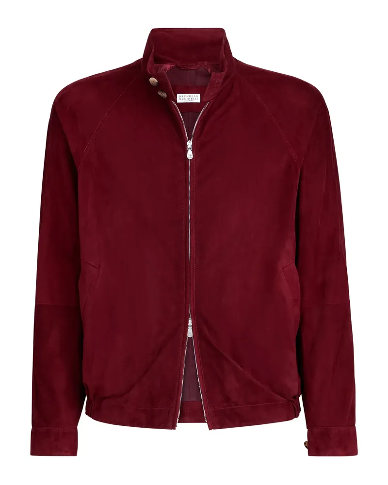 Brunello Cucinelli Stand-collar Suede Jacket Red