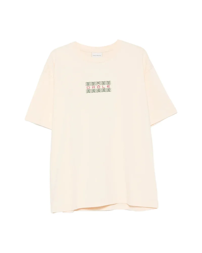 Drôle de Monsieur Embroidered-logo T-shirt Neutrals